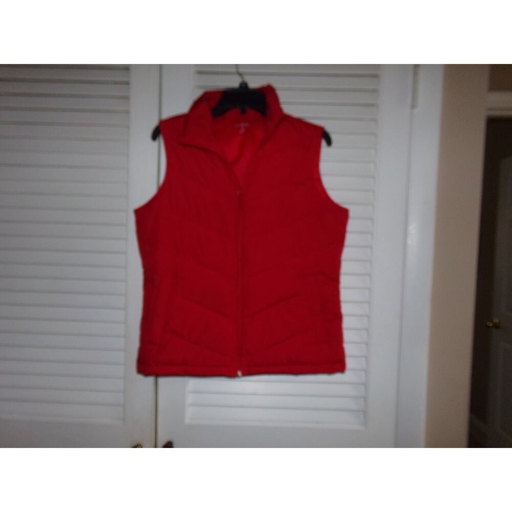 Lands' End women's red quilted vest Small Perfect Feather‎ filled